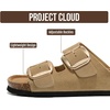 image:image100 Genuine Leather Cork Footbed Sandals Women Slides Sandals for WomenCamel