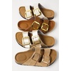 image:image100 Genuine Leather Cork Footbed Sandals Women Slides Sandals for WomenCamel