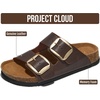 image:image100 Genuine Leather Cork Footbed Sandals Women Slides Sandals for WomenChocolate Distressed Leather