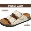 image:image100 Genuine Leather Cork Footbed Sandals Women Slides Sandals for WomenCream Leather