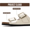 image:image100 Genuine Leather Cork Footbed Sandals Women Slides Sandals for WomenMarshmallow Leather