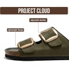 image:image100 Genuine Leather Cork Footbed Sandals Women Slides Sandals for WomenOlive