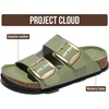 image:image100 Genuine Leather Cork Footbed Sandals Women Slides Sandals for WomenPistachio