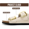 image:image100 Genuine Leather Ankle Strap Footbed Sandals Women Slingback SandalsBeige