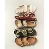 image:image100 Genuine Leather Ankle Strap Footbed Sandals Women Slingback SandalsBeige Leather