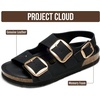 image:image100 Genuine Leather Ankle Strap Footbed Sandals Women Slingback SandalsBlack  Rose Gold Buckle