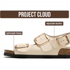 image:image100 Genuine Leather Ankle Strap Footbed Sandals Women Slingback SandalsOffwhite  Rose Gold Buckle