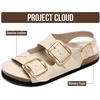 image:image100 Genuine Leather Ankle Strap Footbed Sandals Women Slingback SandalsOffwhite  Rose Gold Buckle
