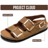 image:image100 Genuine Leather Ankle Strap Footbed Sandals Women Slingback SandalsTan  Rose Gold Buckle
