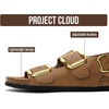 image:image100 Genuine Leather Ankle Strap Footbed Sandals Women Slingback SandalsTan