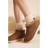 image:image100 Genuine Leather Womens Boots FurLined Booties Ankle Boots for WomenMocha Suede