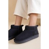 image:image100 Genuine Leather Womens Boots FurLined Booties Ankle Boots for WomenNavy Suede