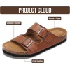 image:image100 Genuine Leather Womens Sandals Slides for Women Everyday Sandals WomenCognac