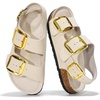 image:image100 Genuine Leather Ankle Strap Footbed Sandals Women Slingback SandalsBeige
