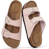 image:image100 Genuine Leather Womens Sandals Slides for Women Everyday Sandals WomenBaby Pink Leather