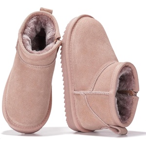 image:image100 Genuine Leather Girls Boots Water Resistant Ankle Boots for GirlsPink