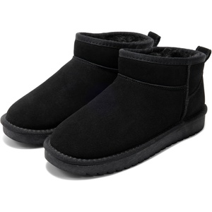 image:image100 Genuine Leather Womens Boots FurLined Booties Ankle Boots for WomenBlack