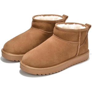 image:image100 Genuine Leather Womens Boots FurLined Booties Ankle Boots for WomenChestnut
