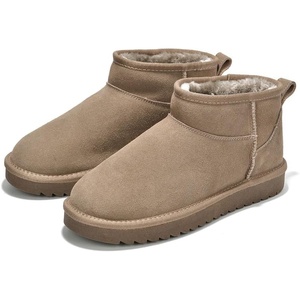 image:image100 Genuine Leather Womens Boots FurLined Booties Ankle Boots for WomenTaupe