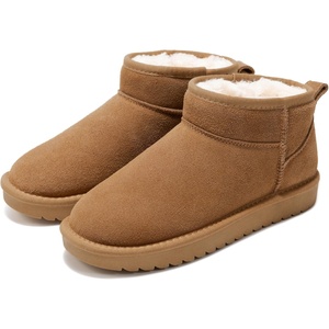 image:image100 Genuine Leather Womens Boots FurLined Booties Ankle Boots for WomenWheat Suede
