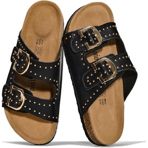 image:image100 Genuine Leather Womens Sandals Slides for Women Everyday Sandals WomenBlackstud