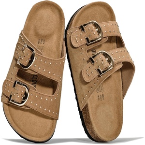 image:image100 Genuine Leather Womens Sandals Slides for Women Everyday Sandals WomenChestnutstud