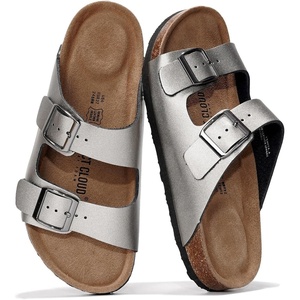 image:image100 Genuine Leather Womens Sandals Slides for Women Everyday Sandals WomenPewter