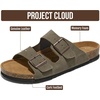 image:imageMens Sandals 100 Genuine Leather Mens Slides Cork Footbed Sandals for MenArmy Green Suede