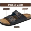 image:imageMens Sandals 100 Genuine Leather Mens Slides Cork Footbed Sandals for MenBlack Distressed Leather