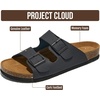 image:imageMens Sandals 100 Genuine Leather Mens Slides Cork Footbed Sandals for MenBlack Matte