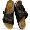image:imageMens Sandals 100 Genuine Leather Mens Slides Cork Footbed Sandals for Men
