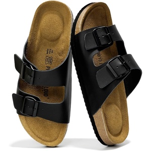 image:imageMens Sandals 100 Genuine Leather Mens Slides Cork Footbed Sandals for Men