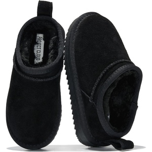 image:imageProject Cloud 100 Genuine Leather Slippers for Kids  Slip On SlippersBlack Suede